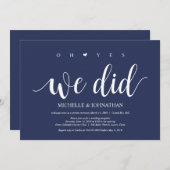 Invitation Réception de mariage en fuite champêtre bleu marin (Devant / Derrière)