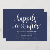 Invitation Réception de mariage en fuite champêtre bleu marin (Devant / Derrière)