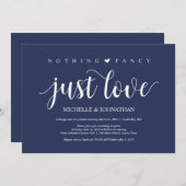 Invitation Réception de mariage en fuite champêtre bleu marin (Devant / Derrière)