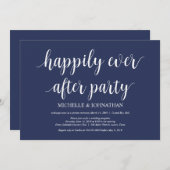 Invitation Réception de mariage en fuite champêtre bleu marin (Devant / Derrière)