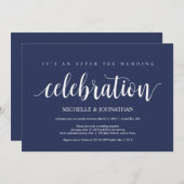 Invitation Réception de mariage en fuite en bleu marine rusti (Devant / Derrière)