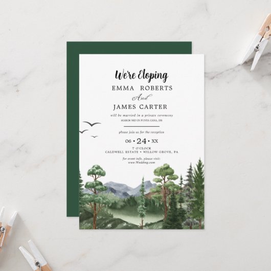 Invitation Réception de mariage en fuite Kraft Rocky Mountain (Devant/Arrière en situation)