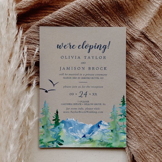Invitation Réception de mariage en fuite Kraft Rocky Mountain