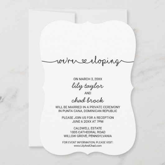 Invitation Réception de mariage en fuite Love Hearts (Devant)