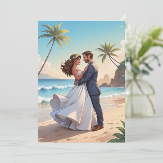 Invitation réception de mariage en fuite moderne et heureux (Debout devant)