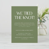 Invitation Réception de mariage en fuite moderne vert olive (Debout devant)