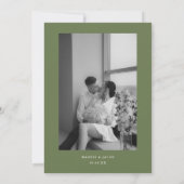 Invitation Réception de mariage en fuite moderne vert olive (Dos)