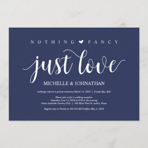 Invitation Réception de mariage en fuite rustique bleu marine