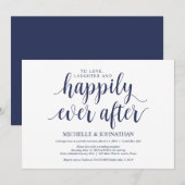 Invitation Réception de mariage en fuite rustique bleu marine (Devant / Derrière)