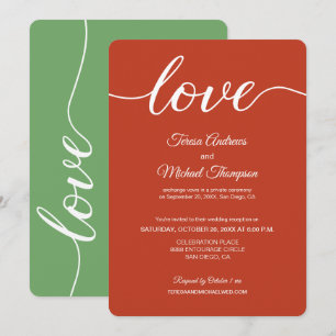 Invitation Réception de mariage en fuite vert sauge orange