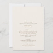 Invitation Réception de mariage en ivoire calligraphié or rom (Dos)