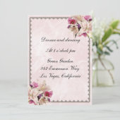 Invitation Réception de mariage en marbre rose floral Lily bl (Debout devant)