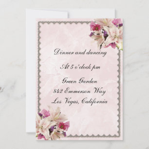 Invitation Réception de mariage en marbre rose Lily florale b