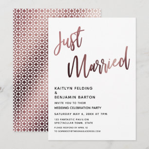 Invitation Réception de mariage en or pour Rose marié
