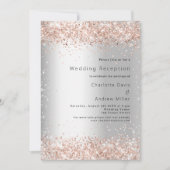 Invitation Réception de mariage en or rose argenté (Devant)