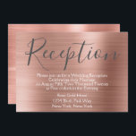 Invitation Réception de mariage en or rose rose pâle<br><div class="desc">Rose Rose Gold Faux brossé Metal Elégante carte de réception pour une soirée de mariage. Vous pouvez customiser cette carte de réception Blush Pink Wedding pour inclure votre message et votre adresse de réception. La carte de réception fait partie de la Collection Mariage or Rose. Si vous désirez des objets...</div>
