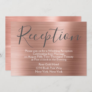 Invitation Réception de mariage en or rose rose pâle