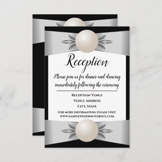 Invitation Réception de mariage en perle blanche formelle (Devant / Derrière)