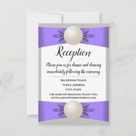 Invitation Réception de mariage en ruban Lavender & Grey Pear (Devant)