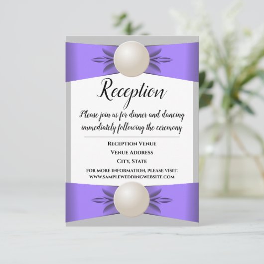 Invitation Réception de mariage en ruban Lavender & Grey Pear (Debout devant)
