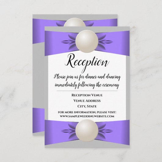 Invitation Réception de mariage en ruban Lavender & Grey Pear (Devant / Derrière)