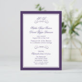 Invitation Réception de mariage en soirée avec bordure violet (Debout devant)