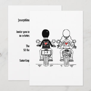 Invitation Réception de mariage en soirée moto motard