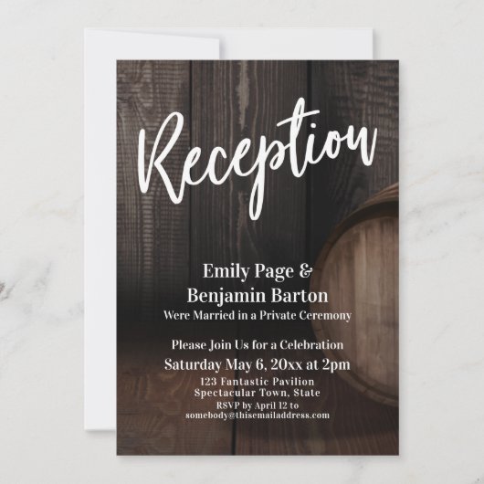 Invitation Réception de mariage en tonneau rustique Brown (Devant)