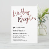 Invitation Réception de mariage en typographie dorée rose (Debout devant)