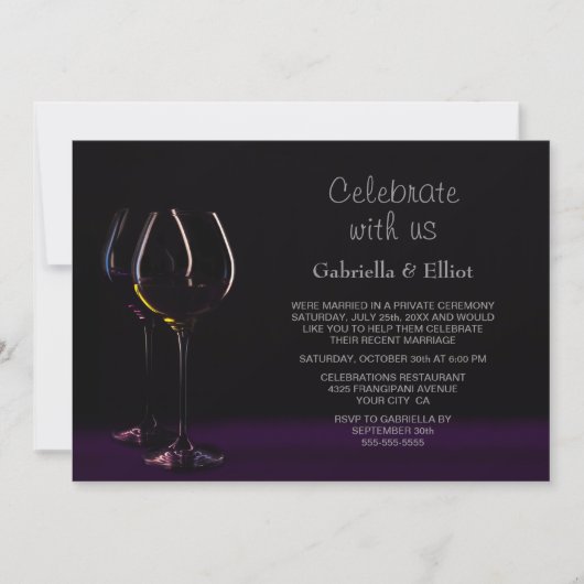 Invitation Réception de mariage en verre de vin (Devant)