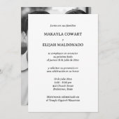 Invitation Réception de mariage espagnole en noir et blanc (Devant / Derrière)