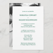 Invitation Réception de mariage espagnole verte et blanche (Devant / Derrière)