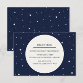 Invitation Réception de mariage étoile pleine lune bleu minui (Devant / Derrière)