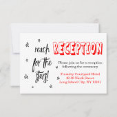 Invitation Réception de mariage étoiles rouges noires citatio (Devant)