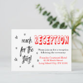 Invitation Réception de mariage étoiles rouges noires citatio (Debout devant)