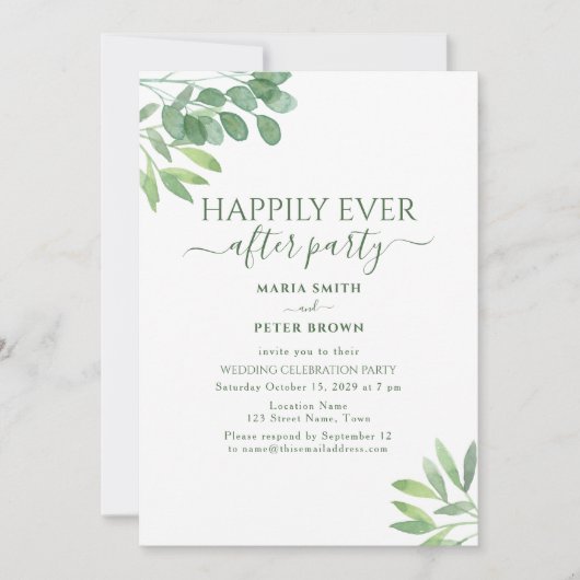 Invitation Réception de mariage Eucalyptus Happily Ever After (Devant)