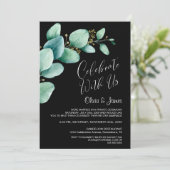 Invitation Réception de mariage Eucalyptus Noir (Debout devant)