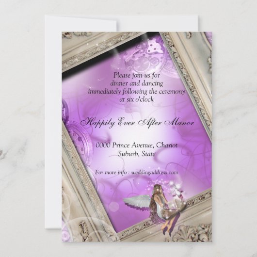 Invitation Réception de mariage Fairytale or violet (Dos)