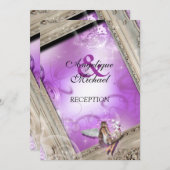 Invitation Réception de mariage Fairytale or violet (Devant / Derrière)