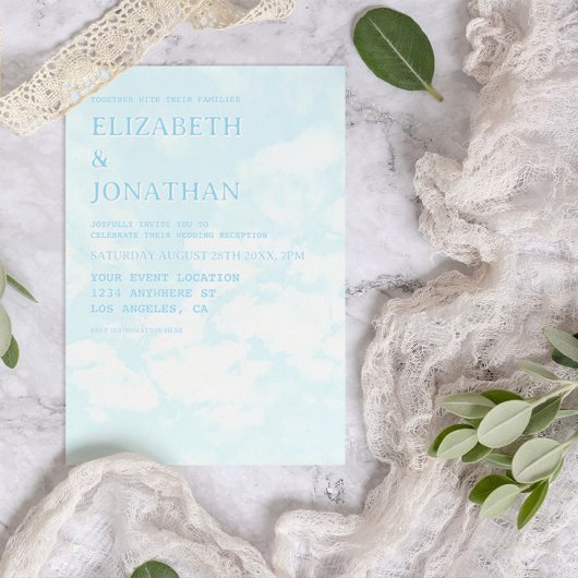 Invitation Réception de mariage faite au ciel