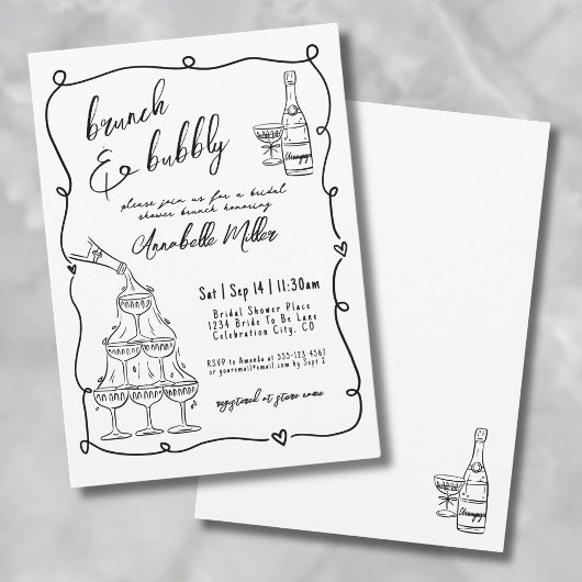 Invitation Réception de mariage fantaisiste à la main pour le