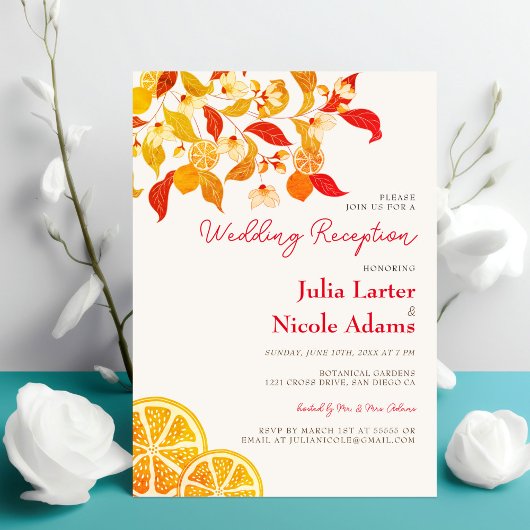 Invitation Réception de mariage Feuillage Citronné Frais