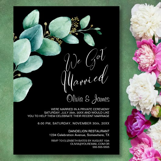 Invitation Réception de mariage Feuilles d'Eucalyptus Nous no