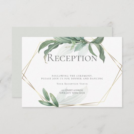 Invitation Réception de mariage | Feuilles tropicaux modernes (Devant / Derrière)