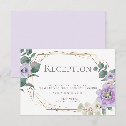Invitation Réception de mariage | Fleur de lavande à l'aquare (Devant / Derrière)