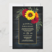 Invitation Réception de mariage Fleur de tournesol en bois bl (Devant)