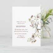 Invitation Réception de mariage fleuri aquarelle fantaisiste (Debout devant)