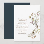 Invitation Réception de mariage fleuri aquarelle fantaisiste (Devant / Derrière)