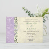 Invitation Réception de mariage fleuri jaune lavande (Debout devant)