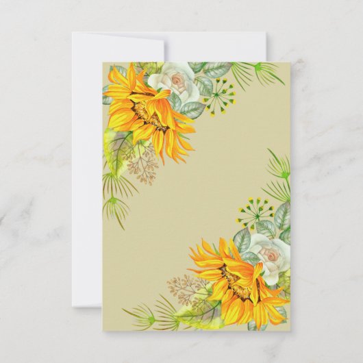 Invitation Réception de mariage fleurie de tournesol Insertio (Dos)